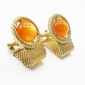 Vintage Mesh Wrap Cufflinks gold tone SWANK classic Men's Formal Accessory